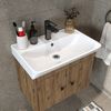 Roomart ADA Badmöbel Set– 4-teiliges Badezimmermöbel Set mit Waschbecken, Unterschrank, Spiegelschrank & Seitenschrank - H 42 x B 35 x T 60 cm • Eiche Bild 5