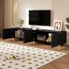 TV-Schrank Lowboard Bogenrelief 4 Türen Metallfüße Wohnzimmer Stauraum Bild 3