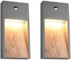 2er Set LED Außenwandleuchten Anthrazit & Holzoptik mit Bewegungsmelder, H 33cm Bild 2