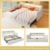 Merax Daybett, Tagesbett, Schlafsofa, Einzelbett 90 x 200cm, Mit USB und Type-C, LED-Leiste mit Fernbedienung, Mit 2 Schubladen, Stauraumtaschen, Multifunktionales Ausziehbett , Ohne Matratze, Beige Bild 3