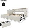Merax Daybett, Tagesbett, Schlafsofa, Einzelbett 90 x 200cm, Mit USB und Type-C, LED-Leiste mit Fernbedienung, Mit 2 Schubladen, Stauraumtaschen, Multifunktionales Ausziehbett , Ohne Matratze, Beige Bild 4