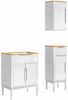 vidaXL Badezimmermöbel-Set mit Tür FLORO 3 pcs Weiß Massivholz Kiefer 3385884 Bild 2