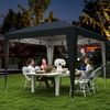 Faltbarer Pavillon 3x3 m mit verstellbarer Höhe, zentraler Beleuchtung und Fernbedienung, aus Metall und Polyester, schwarz Bild 4