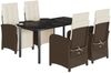 vidaXL 5-tlg. Garten-Essgruppe mit Kissen Braun Poly Rattan 3212552 Bild 2