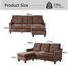 Jiexi Ecksofa Cord Sofa Braun mit Hocker, 3-Sitzer/4-Sitzer Couch fürs Wohnzimmer Bild 3
