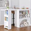 ANYSUN Schreibtisch Bartisch & ausziehbarer Thekentisch mit Haustierbereich, Marmorplatte (2 Pakete enthalten Tischplatte + Untergestell / Ablagen), mit Haustierbereich,Weiß, 120×40×100 cm, ohne Futterteller & Kissen Bild 3