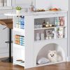ANYSUN Schreibtisch Bartisch & ausziehbarer Thekentisch mit Haustierbereich, Marmorplatte (2 Pakete enthalten Tischplatte + Untergestell / Ablagen), mit Haustierbereich,Weiß, 120×40×100 cm, ohne Futterteller & Kissen Bild 2