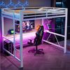 Merax Hochbett mit LED-Beleuchtung & USB-Ladestation (Jugendbett Einzelbett Mehrzweckbett, 1-St) Metallbett Kinderbett 140x200cm mit Schreibtisch Leiter & Schutzgitter Bild 3