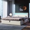 Flieks Polsterbett, LED Beleuchtung Doppelbett Stauraum Kunstleder 140x200cm Bild 3