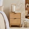 Calicosy 'BOLOGNE' Nachttisch mit 2 Schubladen H52 cm - helles Holzdekor - Helles Holz Bild 2
