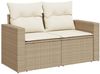vidaXL Gartensofa mit Kissen 2-Sitzer Beige Poly Rattan 366060 Bild 2