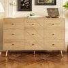 Kommode mit 9 Schubladen aus Holzoptik, moderne Anrichte mit Eisenbeinen, Sideboard Schlafzimmer Wohnzimmer Aufbewahrung Bild 4