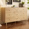 Kommode mit 9 Schubladen aus Holzoptik, moderne Anrichte mit Eisenbeinen, Sideboard Schlafzimmer Wohnzimmer Aufbewahrung Bild 5