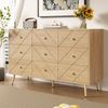 Kommode mit 9 Schubladen aus Holzoptik, moderne Anrichte mit Eisenbeinen, Sideboard Schlafzimmer Wohnzimmer Aufbewahrung Bild 2