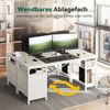 Patbrela Schreibtisch 120/140/160 x 60 x 75 cm Umkehrbarer PC Tisch, Bürotisch Moderner Stil, Schreibtisch mit 3 Schubladen und 3 Justierbaren Regalen Bild 2