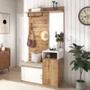Garderoben-Set mit Sitzfläche, Spiegel, Schuhschränke, Ablage, Kleiderstange und Haken Bild 3