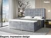 MEBLINI Boxspringbett ASTON 120x200 cm mit Bettkasten - H3/Grau Samt Polsterbett - Doppelbett mit Topper & Taschenfederkern-Matratze Bild 2