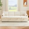 Schlafsofa in U-Form, Chenille & Cord mit Stauraum und Getränkehaltern, 272x131x84 cm, Beige Bild 5