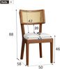 4er-Set Esszimmerstühle 88×50×58cm aus Massivholz mit Rattan-Rückenlehne und Leinenpolster Bild 5
