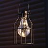 LED Solar Hängeleuchte rund - Laterne - 3 warmweiße LED - H: 15cm - Dämmerungssensor - schwarz Bild 5
