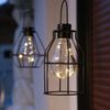 LED Solar Hängeleuchte rund - Laterne - 3 warmweiße LED - H: 15cm - Dämmerungssensor - schwarz Bild 4