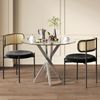 Merax Esstisch-Set (inkl. Esstisch und 2 Stühlen), 80*80*75 Tischplatte aus gehärtetem Glas, moderner Esstisch, verzinkte Tischbeine, Couchtisch, schwarze Esszimmerstühle, silberne Tischbeine Bild 2