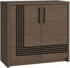 Forte EUFEMIUS Kommode 90 100, moderne Kommode mit dekorativer Fräsung, 2-türig, Dunkelbraun|Schwarz Eiche Holzdekor, 91,5 cm breit x 86,3 cm hoch x 41,6 cm tie Bild 3