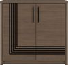Forte EUFEMIUS Kommode 90 100, moderne Kommode mit dekorativer Fräsung, 2-türig, Dunkelbraun|Schwarz Eiche Holzdekor, 91,5 cm breit x 86,3 cm hoch x 41,6 cm tie Bild 2
