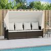 vidaXL Sonnenliege mit Dach und Kissen Braun Poly Rattan 368354 Bild 3