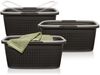 Hausfelder Wäschekorb Wäschewanne 35 l (Anthrazit-Schwarz, 3 Wannen) (Set, 3 St, 3 x Wäschewanne), mit klappbaren Henkeln, mit Griffen, 35 Liter Bild 4