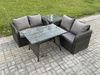 Fimous Gartenmöbel-Sets 4 Stücke Polyrattan Möbel Sofa Sets mit Rechteckiger Esstisch Love Sofa Beistelltisch Bild 2