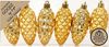 INGE-GLAS® Weihnachtsbaumkugel Christbaumschmuck Zapfen Kunststoff H 9 cm 6 Stück gold Bild 2