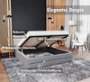 FDM Polsterbett Bettrahmen Bettgestell 90x200, 120x200, 140x200, 160x200, 180x200 cm (MADE IN EU - mit hochwertigem Velours Bezug, Bettrahmen, Bett, Optional mit Matratze bestellbar, mit großen gepolsterten Kopfteil, mit Bettkasten zum aufklappen), Meta... Bild 2