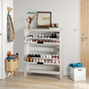 Schuhschrank mit 2 Klappfächern, MDF mit Massivholzbeinen, Retro-Weiß Bild 5