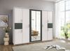 Drehtürenschrank Kleiderschrank 273cm Passepartout Spiegel Weiß, Griffe schwarz Bild 3