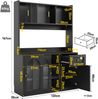 Buffetschrank 120 x 35 x 167 cm, schwarz, mit LED, Glasschiebetüren und verstellbaren Ablagen Bild 4
