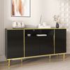Merax Sideboard in Hochglanz mit LED- Beleuchtung (1 St), Kommode mit Schublade & 4 Türen,Anrichte mit goldenen Akzenten,B:150cm Bild 3