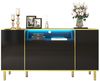 Merax Sideboard in Hochglanz mit LED- Beleuchtung (1 St), Kommode mit Schublade & 4 Türen,Anrichte mit goldenen Akzenten,B:150cm Bild 5