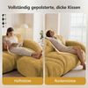 Flieks Modulares Sofa 4-Sitzer mit 2x Hocker, Cloud Sofa mit runden Armlehnen, Chenille weich, rahmenlos bodennah, Lounge Sofa, Gelb Bild 5