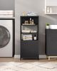 Badezimmerschrank Badschrank mit 2 Türen & offenem Regal, Küchenschrank, Belüftete Metallgitter-Ablage, Verstellbares Regal, für Badezimmer, Wohnzimmer, 20 x 38 x 90cm Schwarz Bild 3