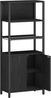 Badezimmerschrank Badschrank mit 2 Türen & offenem Regal, Küchenschrank, Belüftete Metallgitter-Ablage, Verstellbares Regal, für Badezimmer, Wohnzimmer, 20 x 38 x 90cm Schwarz Bild 2