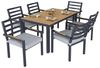 KLAM HOME Garten-Essgruppe Gartenmöbel-Set 6 Personen Grau, Tisch + 6 Stühle verzinktes Eisen, (Garten-Essgruppe mit Kunststoffholz-Tischplatte & Armlehnenstühlen), Outdoor Essgruppe 6-Sitzer stabil aus verzinktem Eisen Bild 2