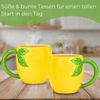 matches21 HOME & HOBBY Tasse Kaffeetassen Zitrone, 3er Set Teetasse mit Henkel, 3-tlg, Porzellan, Gelbe 3D Frucht Kaffeebecher 360 ml Bild 4