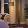 ZMH Stehlampe Wohnzimmer Schwarz Stehleuchte: Standleuchte Stoff Design Modern Deko Bogenlampe E27 Fassung Leselampe Max. 40W Wohnzimmerlampe mit Fußschalter Bettlampe 166cm Ohne Leuchtmittel Bild 2