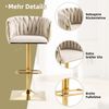 LVHOM Barhocker 2er Set, 360° drehbare moderne Samt-Barstühle, drehbare Küchenhocker, goldene Stuhlbeine Bild 4