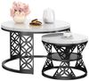 REDOM Couchtisch und 2er Set, Beistelltisch für Schlafzimmer Balkon (Runder Couchtisch, stabil und langlebig für stilvolles Wohnen, 2-St, 70x70x45 cm und 45x45x37 cm) Bild 2