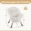 Sessel mit Armlehnen & Seitentasche & Fußstütze Relaxsessel Loungesessel Fernsehsessel Beige Bild 2