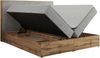 Doppelbett, Boxspringbett mit Bettkästen, Multipocket-Matratze und Topper, Set mit Kopfteil, Eiche Wotan Holzrahmen - WOOD CLASSIC - 180 x 200 cm - Hellgrau Struktur - H3 Bild 5