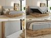 Doppelbett, Boxspringbett mit Bettkästen, Multipocket-Matratze und Topper, Set mit Kopfteil, Eiche Wotan Holzrahmen - WOOD CLASSIC - 180 x 200 cm - Hellgrau Struktur - H3 Bild 2