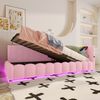 Daybett mit LED-Lichtleiste, USB-Anschluss & Stauraum, 90x200 cm, Rosa, ohne Matratze Bild 2